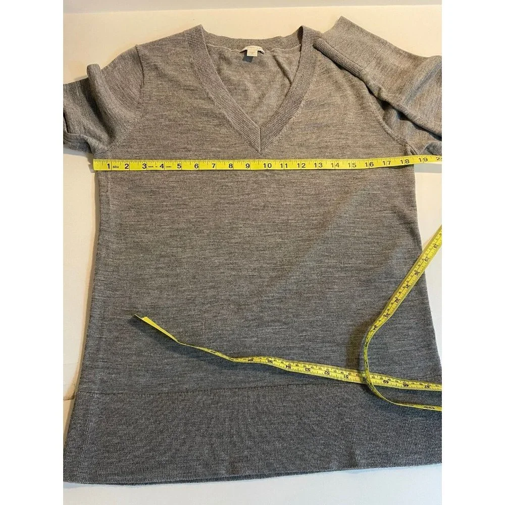 J Jill Sweater Women Size XS* Merino Wool Long Sleeve V Neck Marled Gray Lightwt - Picture 7 of 9
